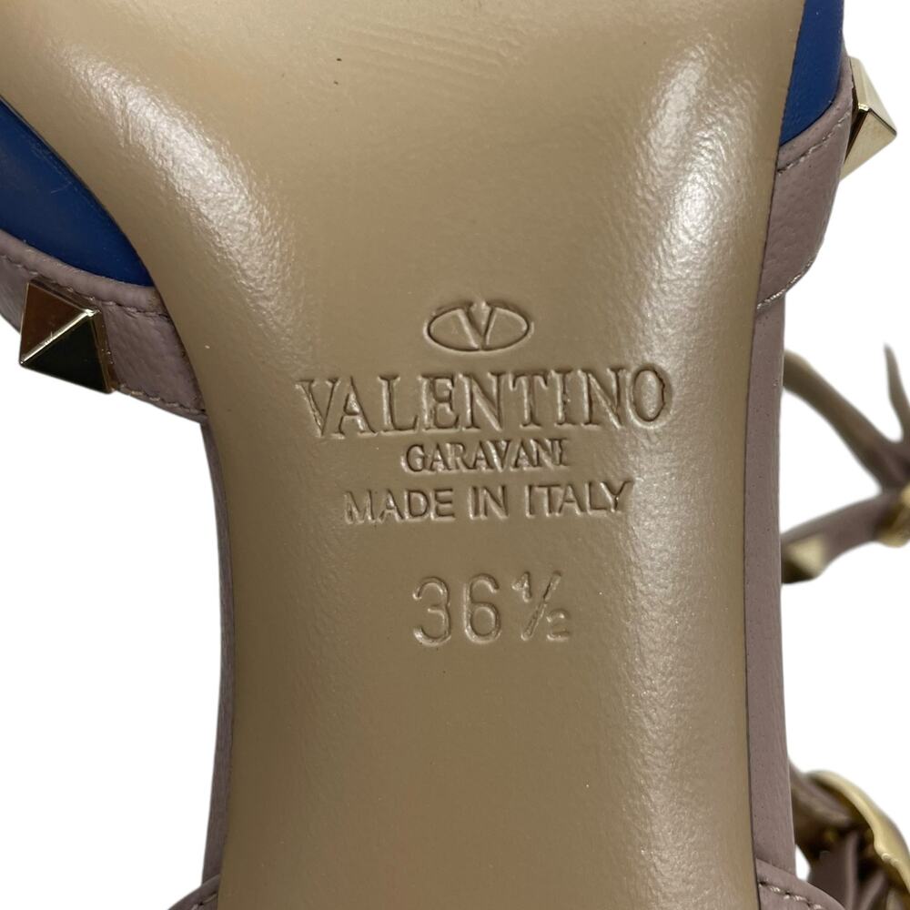 Valentino Garavani Rockstud 65mm Leather Caged Pump Blue Pink Size 36.5 - Picture 10 of 13